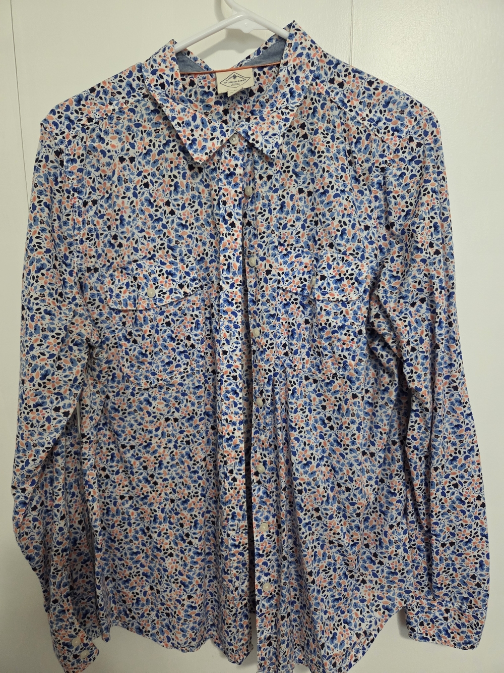 St. John's Bay Floral Button-Up Shirt in Blue and Peach